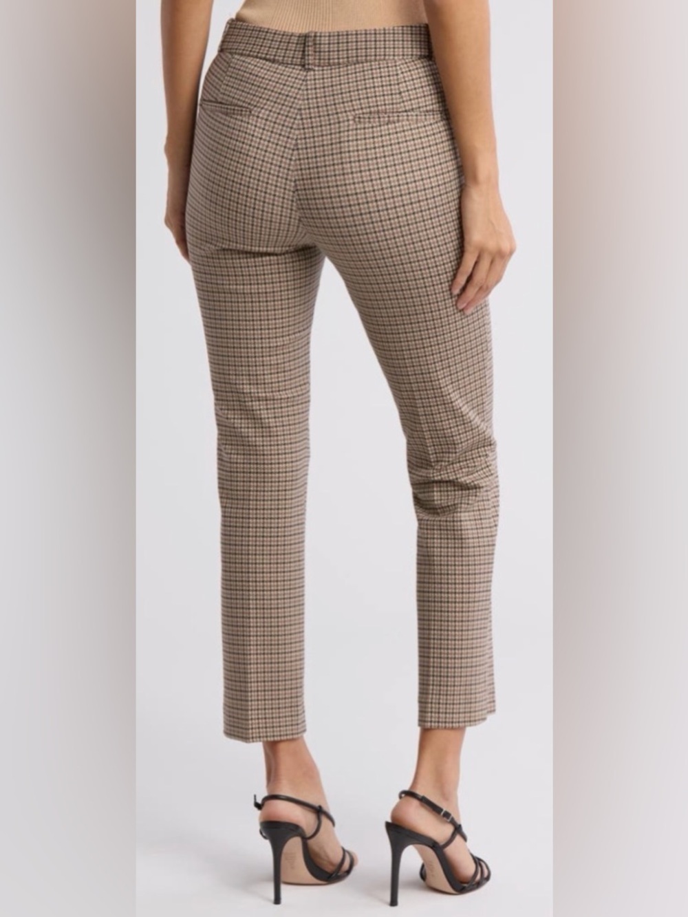 Amanda & Chelsea Brown Plaid Straight-Leg Pants